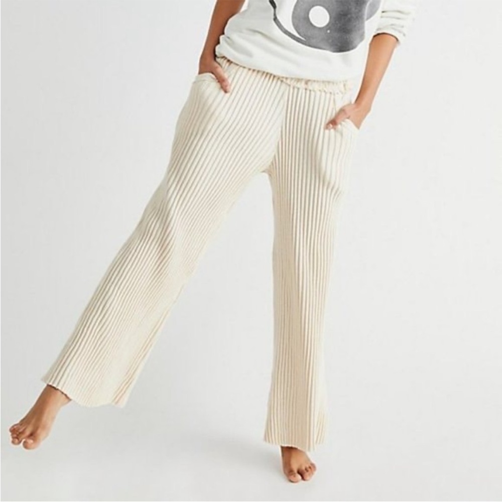 Free People Beach Serena Ribbed Raw Edge Pants
